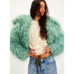 Free People Mint Teddy Jacket